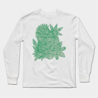 Paisley Mandala Doodle - Green Long Sleeve T-Shirt